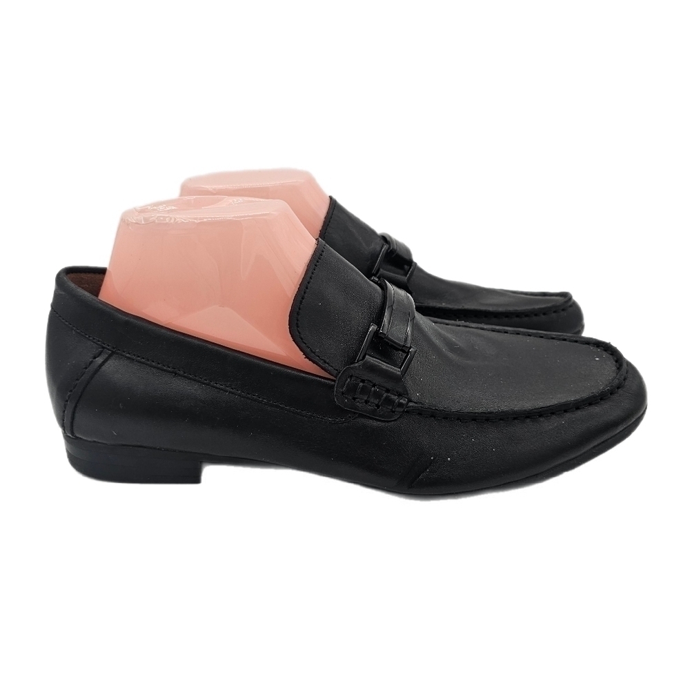 Steve Madden Palmir Mens Black Leather Bit Hardware Slip On Loafer Size 7